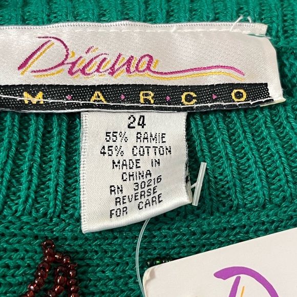 NEW Diana Marco Women's Plus Size Sequin Beaded Sweater Green Purple Size 24 - Picture 8 of 14